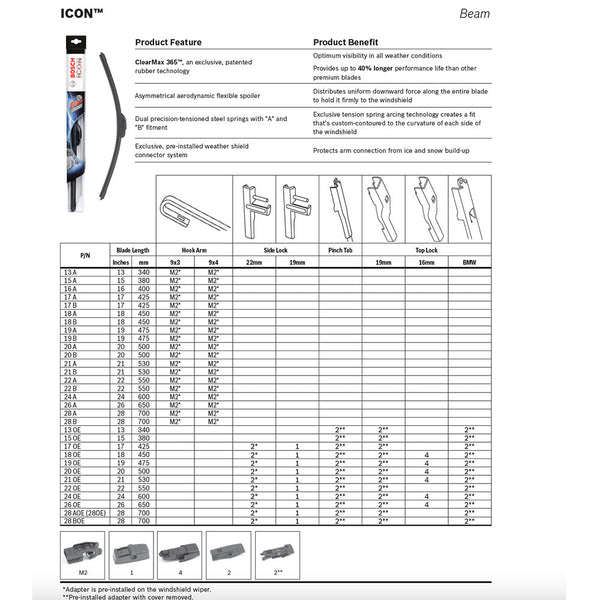 BOSCH ICON 18OE Wiper Blade 18