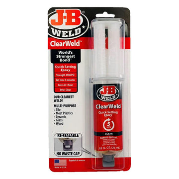 JB WELD 50112 ClearWeld Quick-Setting Epoxy Syringe (25ml)