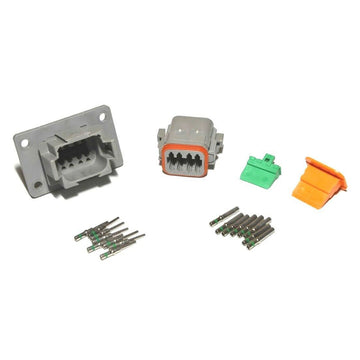 Deutsch DT 8-Pin Flange Connector Kit, 14-16AWG Closed Barrel Contacts