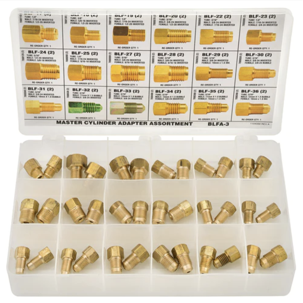 AGS Brake Lines BLFA-3 Master Cylinder Adaptor Assortment (18 Sku)