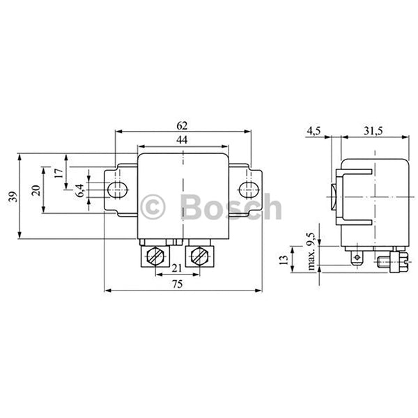 (Discontinued) Bosch 0332002156 Normal Open Power Relays - 12 V, 75 A (Alternative model 0332002159)