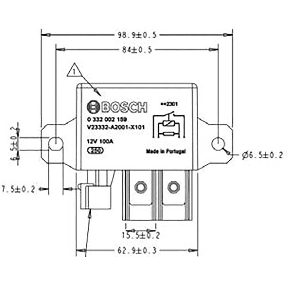 Bosch 0332002159 Normal Open Power Relays, 12 V, 100 A, 4 Contacts, Resistor