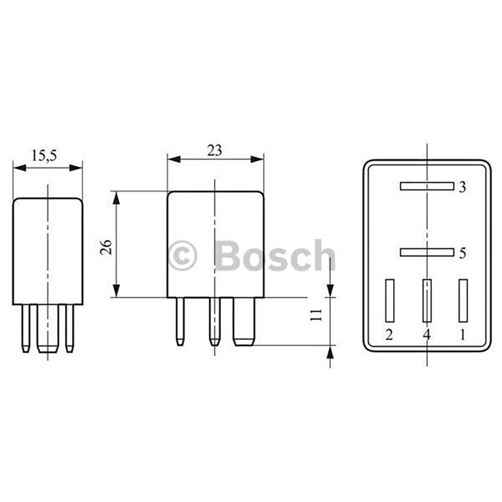 Bosch 0332011007 Normal Open Micro Relay, Resistor, 4 Pins 12 V, 30 A