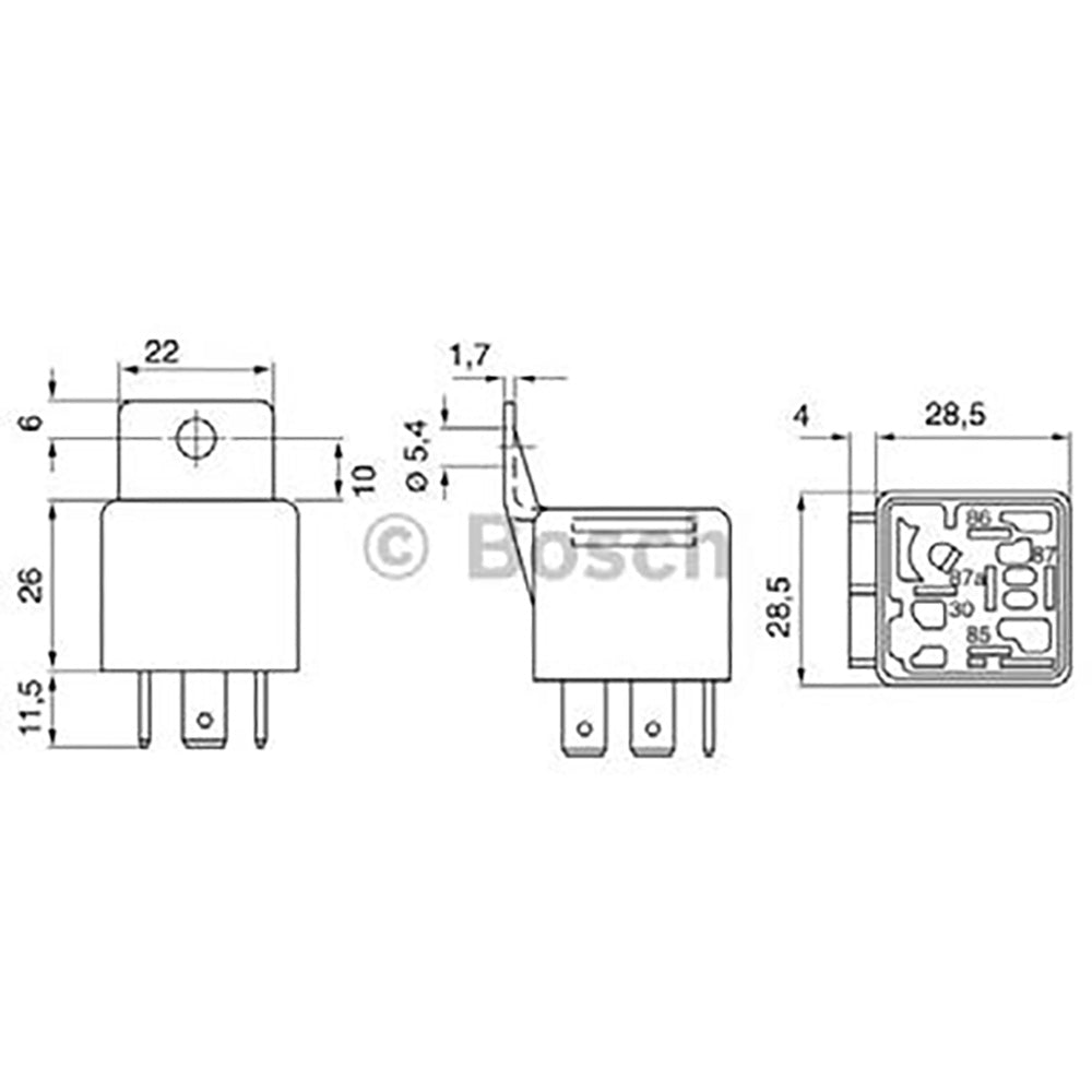 Bosch 0332019103 Normal Open Mini Relay, Resistor, 4 Pins 12V 30A (Superseded by 0986332209)