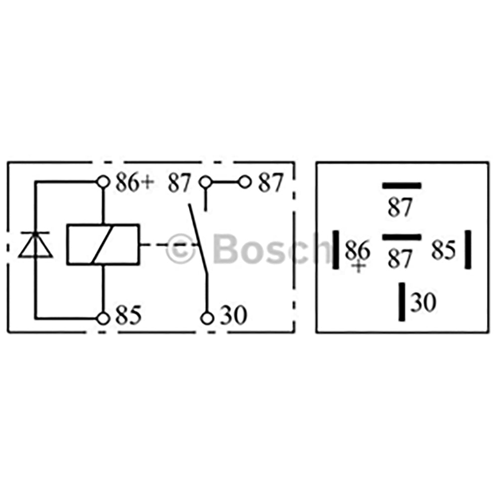 Bosch 0332019109 Normal Open Mini Relay, Diode, 5 Pins 12V 30A