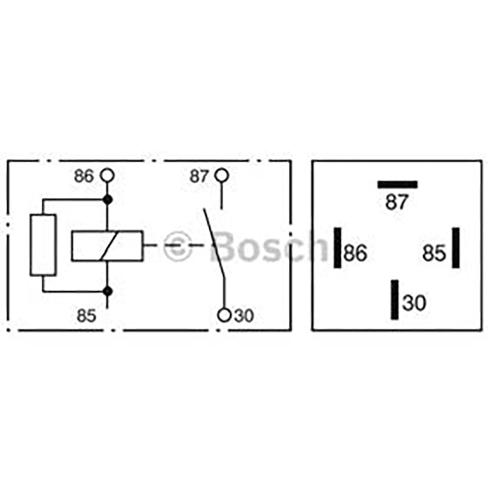 Bosch 0332019110 Normal Open Mini Relay, Resistor 4 Pins, 12 V, 30 A (Superseded to 0986332302)
