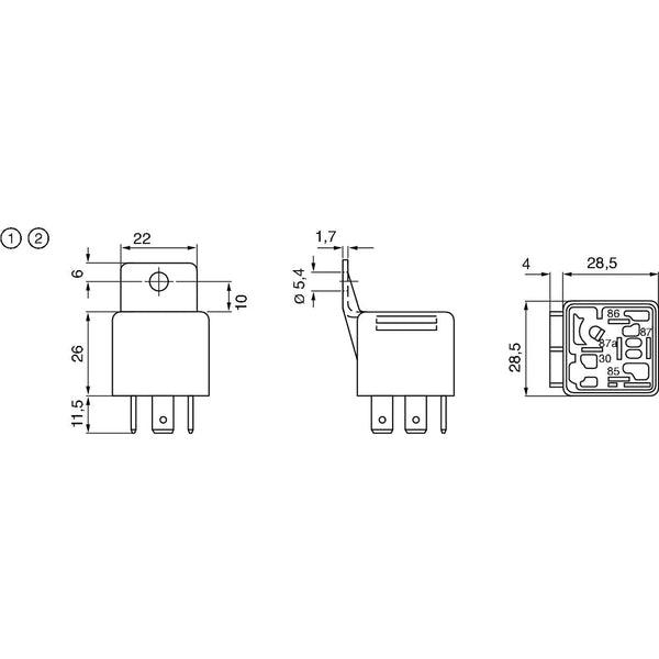 Bosch 0332019150 Normal Open Mini Relays - 5 Pins, 12 V, 30 A