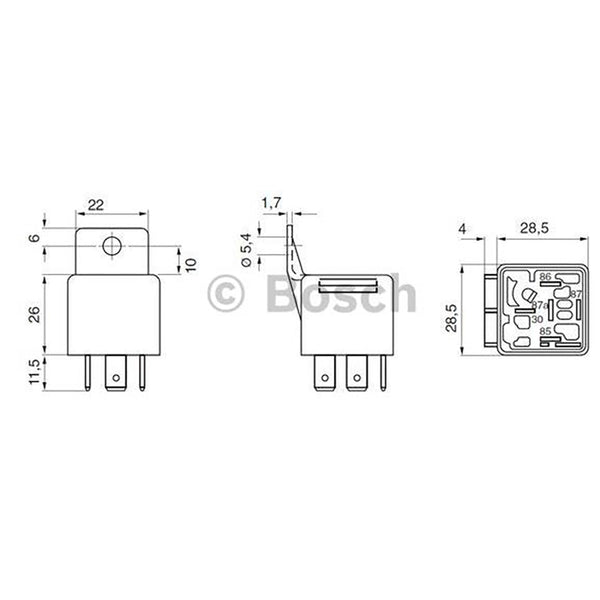 BOSCH 0332019801 Normal Open Mini Relay, 5 Pins, 12 V, 30 A (SUPERSEDED TO 0986332300)