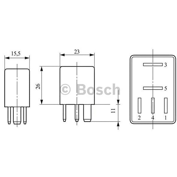 BOSCH 0332201107 Changeover Micro Relay - 5 Pins, 12 V, 30/10 A