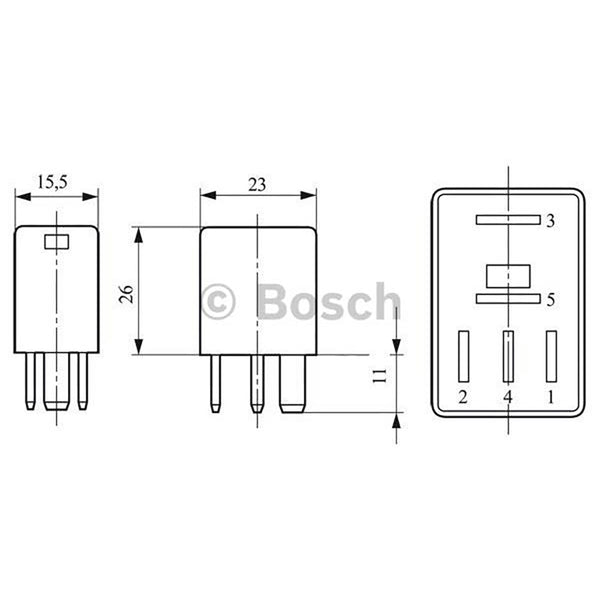 BOSCH 0332207402 Changeover Micro Relay, 5 Pins, 24 V, 10/15 A, Diode