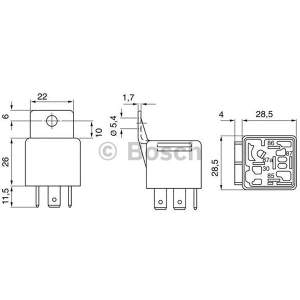 Bosch 0332209138 Changeover Mini Relay, Resistor 12V, 30/10A (SUPERSEDED TO 0986332215)