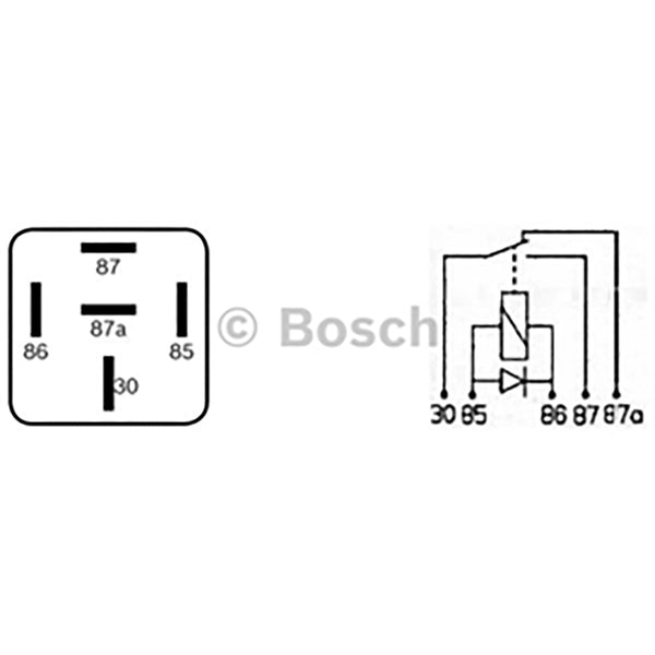 Bosch 0332209152 Change Over Mini Relay, Diode 12V 30/20A (SUPERSEDE TO 0986332053)
