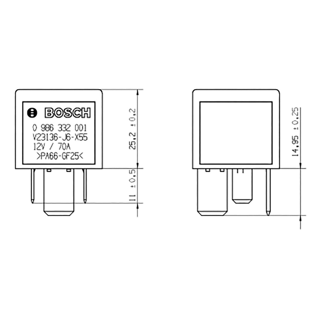 Bosch 0986332001 Normal Open Power Relay, Resistor, 12V, 70A