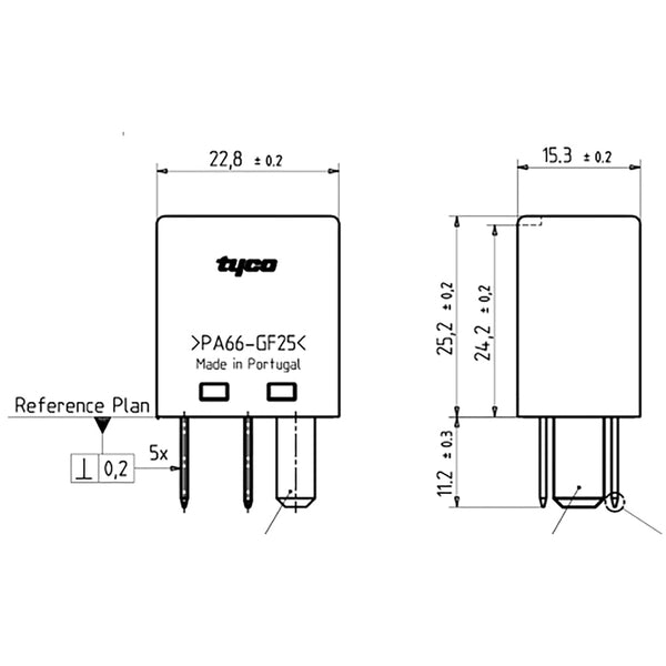 Bosch 0986332021 Change Over Micro Relay, 5 Pins, 12V, 20/10A, Resistor