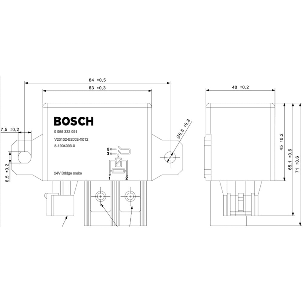 Bosch 0986332091 Normal Open Power Relay - 24 V, 150 A