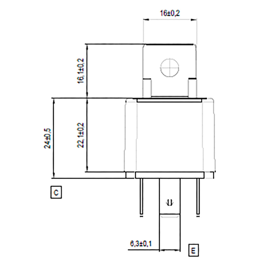 BOSCH 0986332200 Normal Open Mini Relay, 5 Pins, 24 V, 20 A