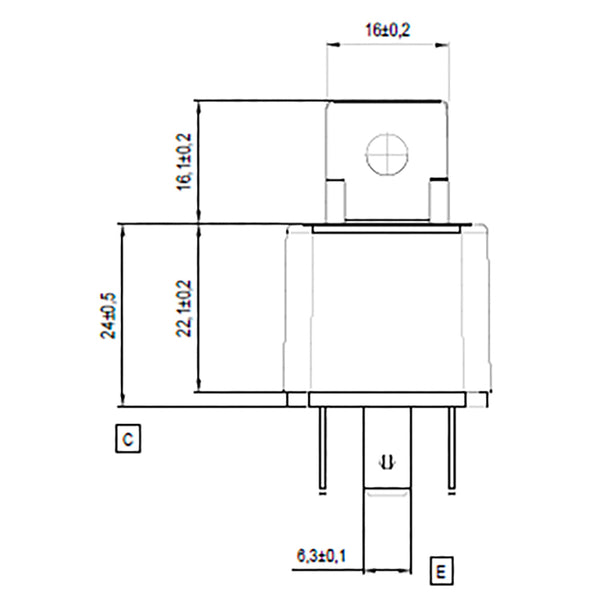 BOSCH 0986332200 Normal Open Mini Relay, 5 Pins, 24 V, 20 A