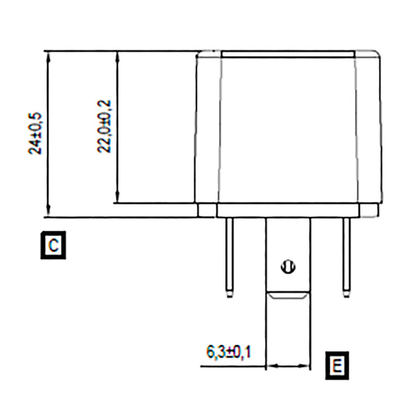 BOSCH 0986332201 Change Over Mini Relay, 4 Pins, 24 V, 20 A