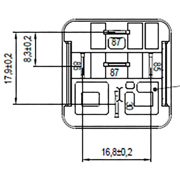 BOSCH 0986332202 Normal Open Mini Relay, 5 Pins, 24 V, 20 A