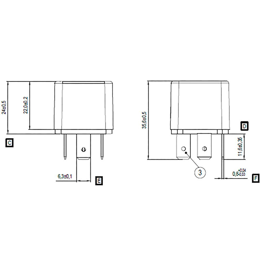 BOSCH 0986332202 Normal Open Mini Relay, 5 Pins, 24 V, 20 A