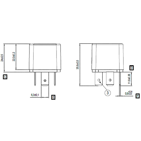 BOSCH 0986332202 Normal Open Mini Relay, 5 Pins, 24 V, 20 A
