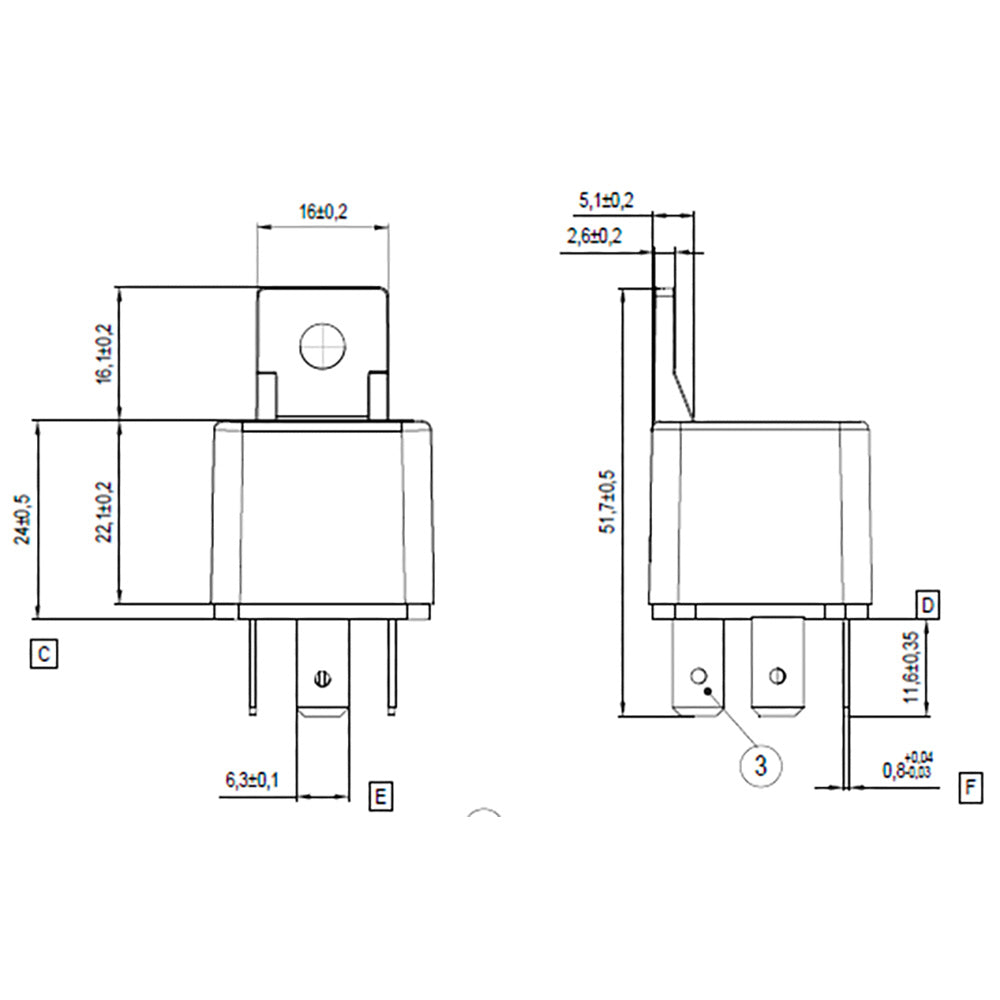 BOSCH 0986332210 Normal Close Mini Relay - 4 Pins, 12 V, 30A