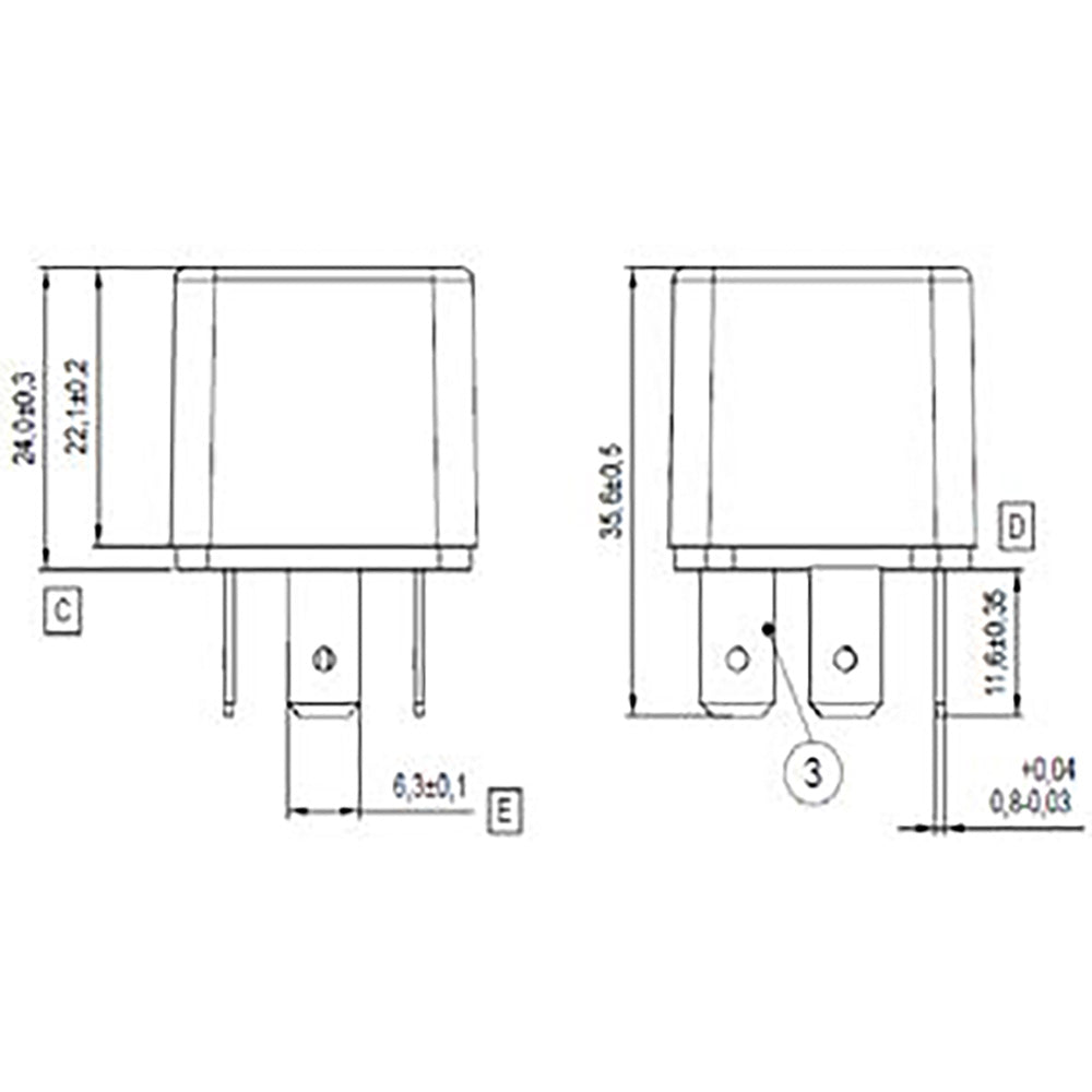 BOSCH 0986332211 Normal Open Mini Relay, Resistor, 4 Pins, 12 V, 30 A