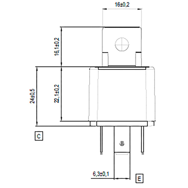 Bosch 0986332215 Changeover Mini Relay, 5 Pins, Resistor 12V, 30/20A