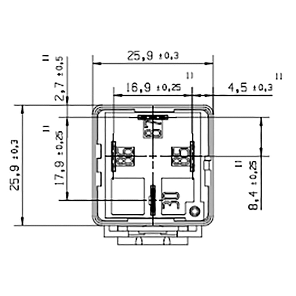 Bosch 0986332302 Normal Open Mini Relay, Resistor 4 Pins, 12 V, 30 A