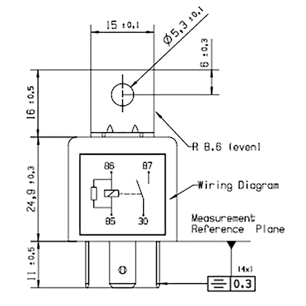 Bosch 0986332302 Normal Open Mini Relay, Resistor 4 Pins, 12 V, 30 A