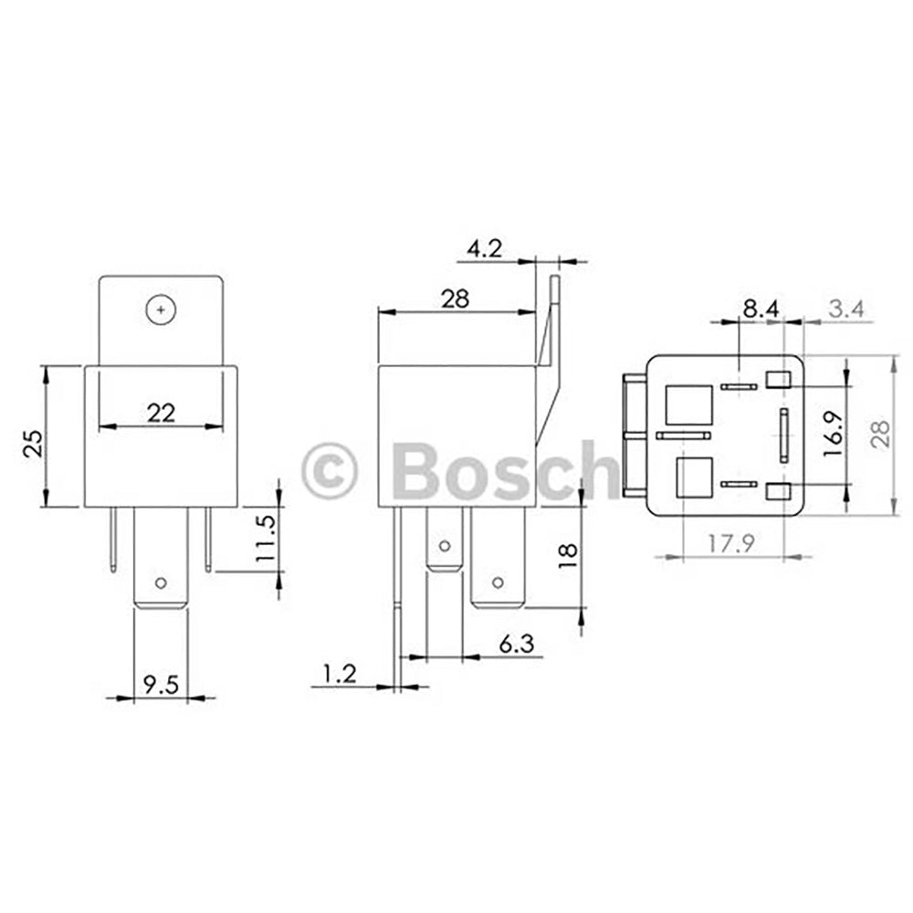 Bosch 0986AH0080 Normal Open Mini Relay, 4 Pins, 12V, 70A