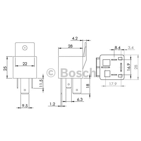 Bosch 0986AH0080 Normal Open Mini Relay, 4 Pins, 12V, 70A