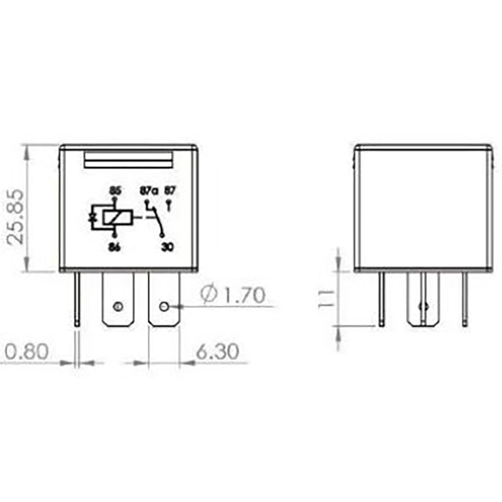 Bosch 0986AH0135 Change Over Mini Relay, 5 Pins, 12V, 40/20 A, Diode