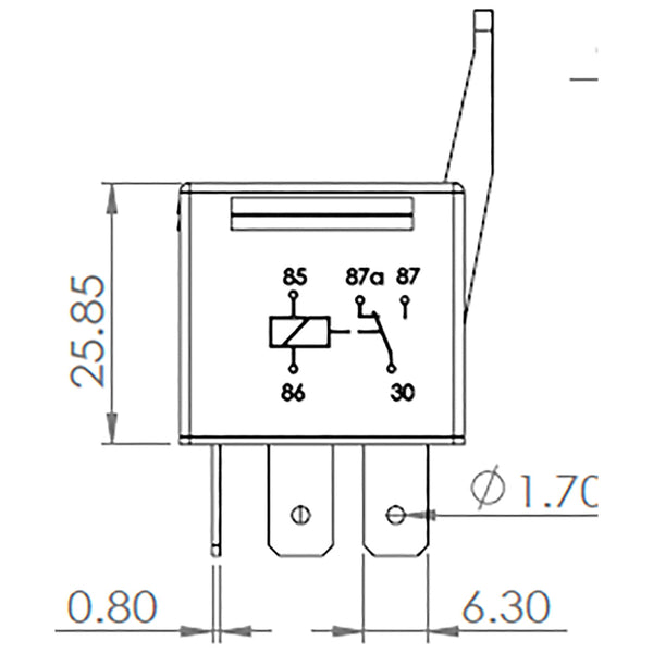 Bosch 0986AH0150 Change Over Mini Relay, 5 Pins, 12V, 30A