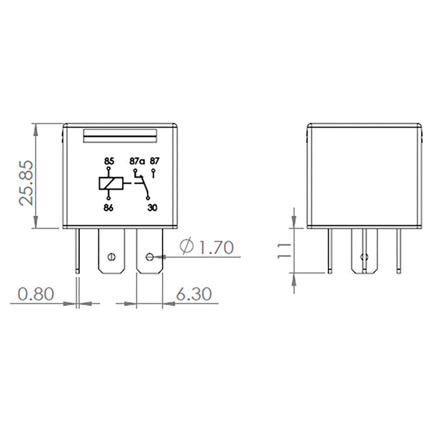 Bosch 0986AH0151 Changeover Mini Relay, 5 Pins, 12 V, 30/20 A