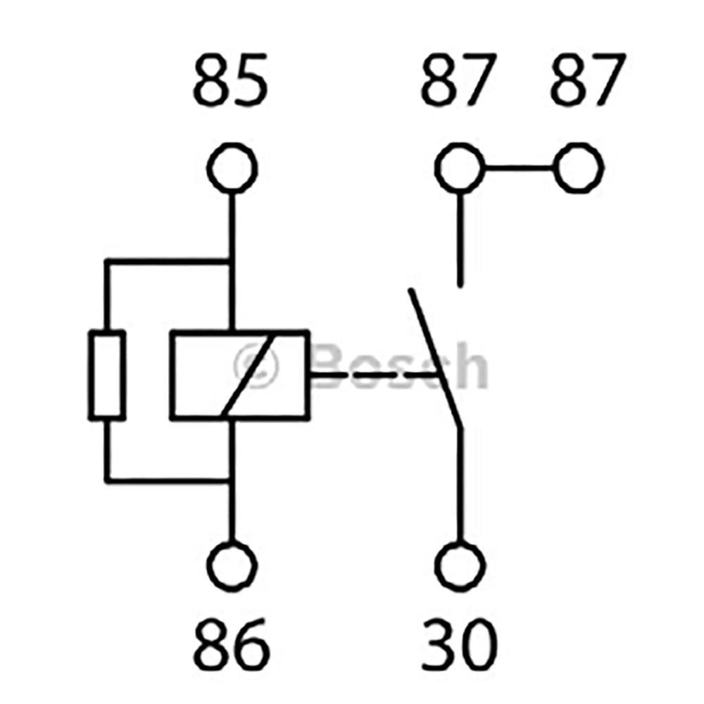 BOSCH 0986AH0204 Normal Open Mini Relay, 24V, 30A, 4 Pins, Resistor