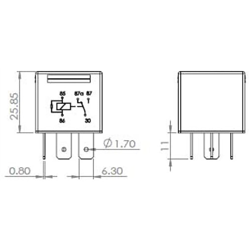BOSCH 0986AH0206 Change Over Mini Relay, 5 Pins, 24 V, 20/10 A, Resistor