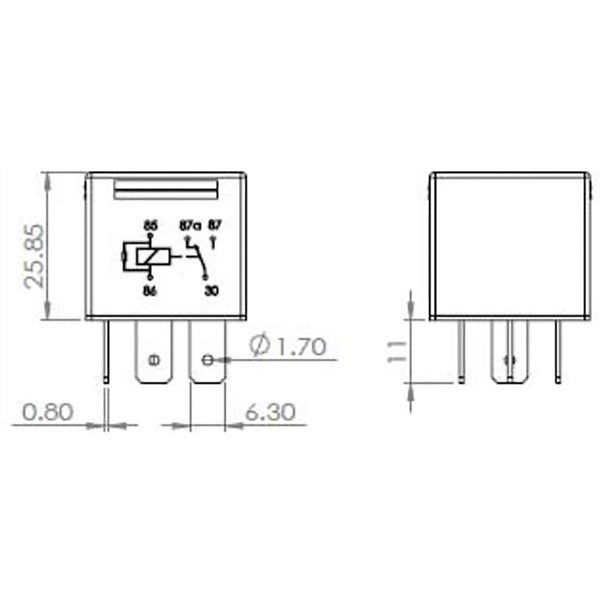 BOSCH 0986AH0206 Change Over Mini Relay, 5 Pins, 24 V, 20/10 A, Resistor
