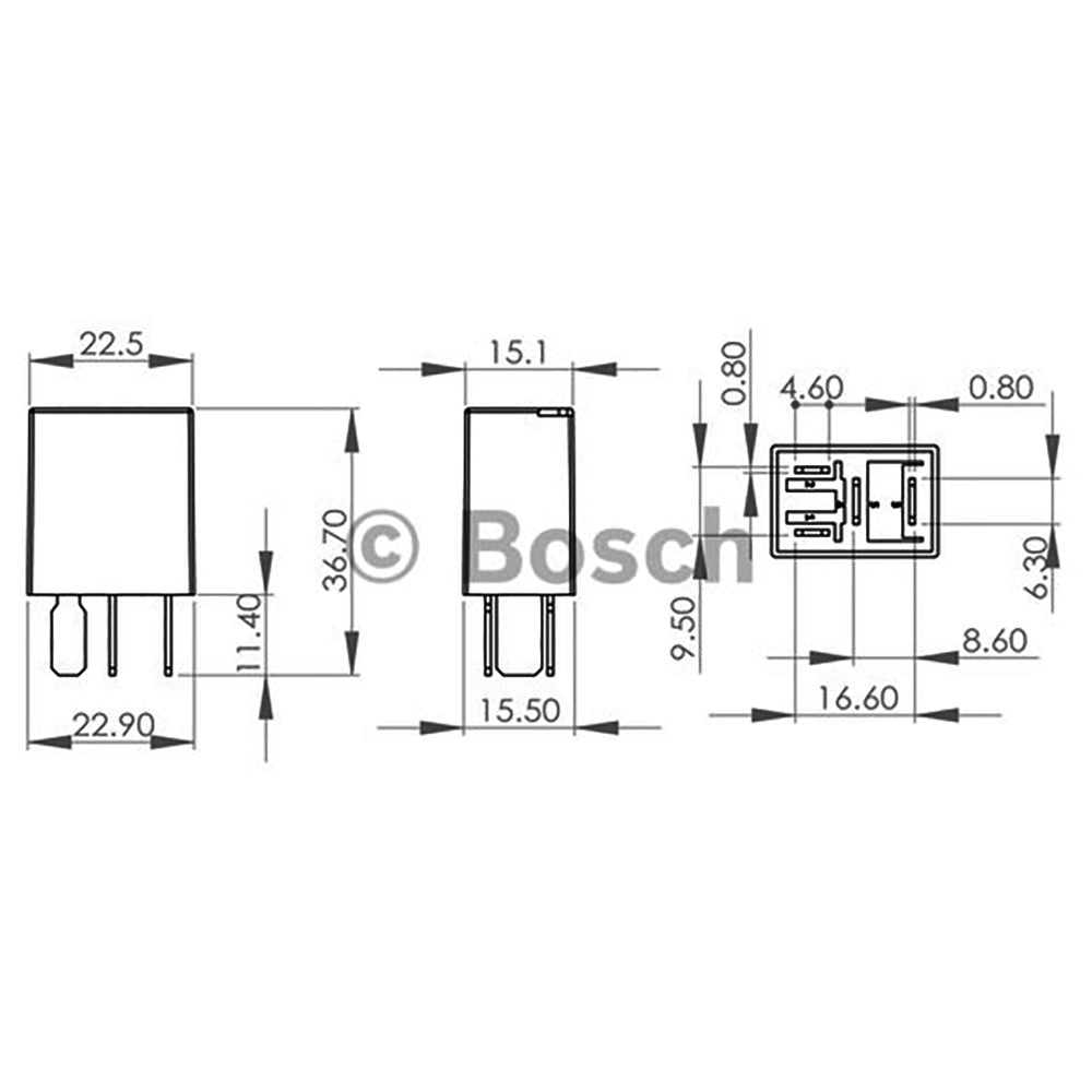 Bosch 0986AH0322 Normal Open Micro Relay, 4 Pins, 12V, 30A, Diode