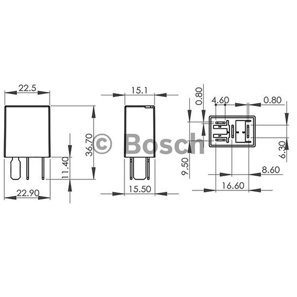 Bosch 0986AH0323 Normal Open Micro Relay, 4 Pins, 24V, 10A, Diode