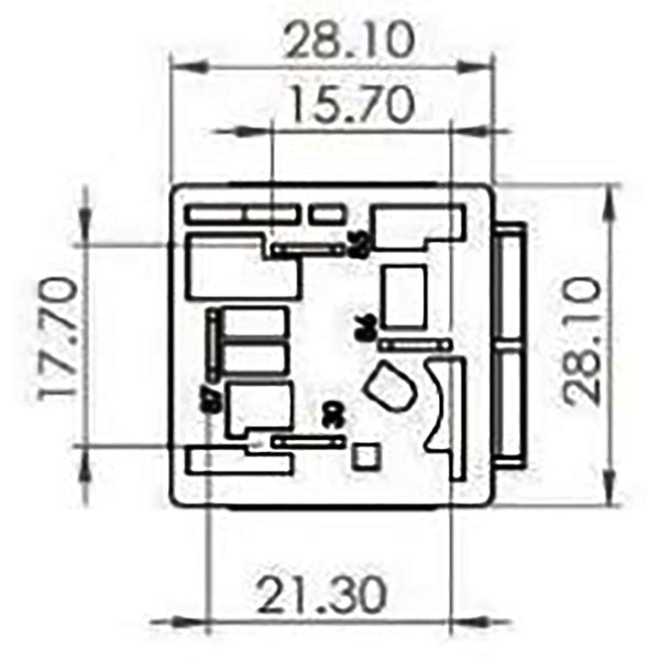 BOSCH 0986AH0453 Normal Open Mini Relay, Resistor, 4 Pins, 12 V, 30 A