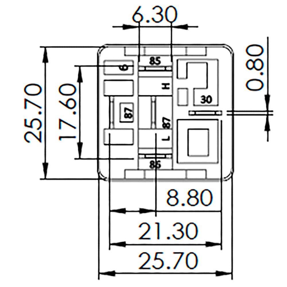 Bosch 0986AH0602 Normal Open Mini Relay, Diode, 5 Pins 12V 30A