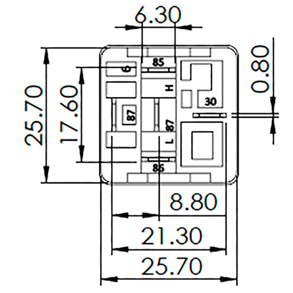 Bosch 0986AH0602 Normal Open Mini Relay, Diode, 5 Pins 12V 30A