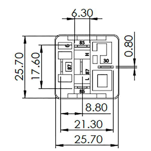 BOSCH 0986AH0603 Normal Open Mini Relay, 5 Pins, 24 V, 20 A