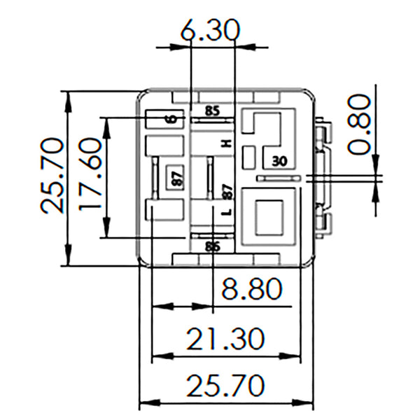 Bosch 0986AH0605 Normal Open Mini Relay, 5 Pins 12V 30A