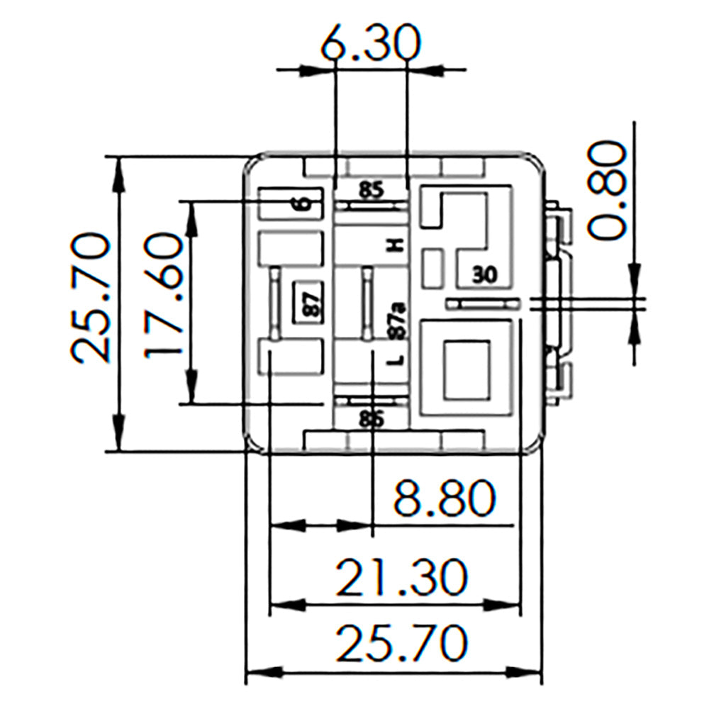 Bosch 0986AH0611 Change Over Mini Relay, 5 Pins 6V 30/20A