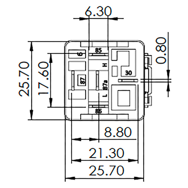 Bosch 0986AH0611 Change Over Mini Relay, 5 Pins 6V 30/20A