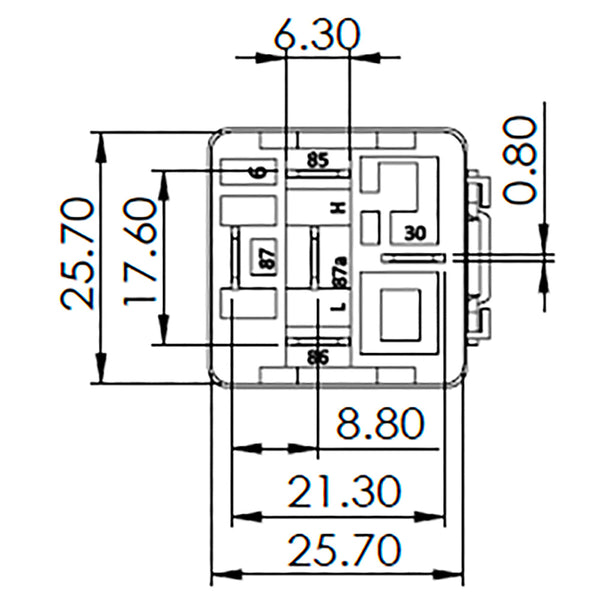 Bosch 0986AH0613 Change Over Mini Relay, 5 Pins, 24V, 20/10A