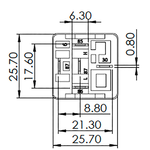 Bosch 0986AH0614 Change Over Mini Relay, 5 Pins, 12V, 20/10A, Diode