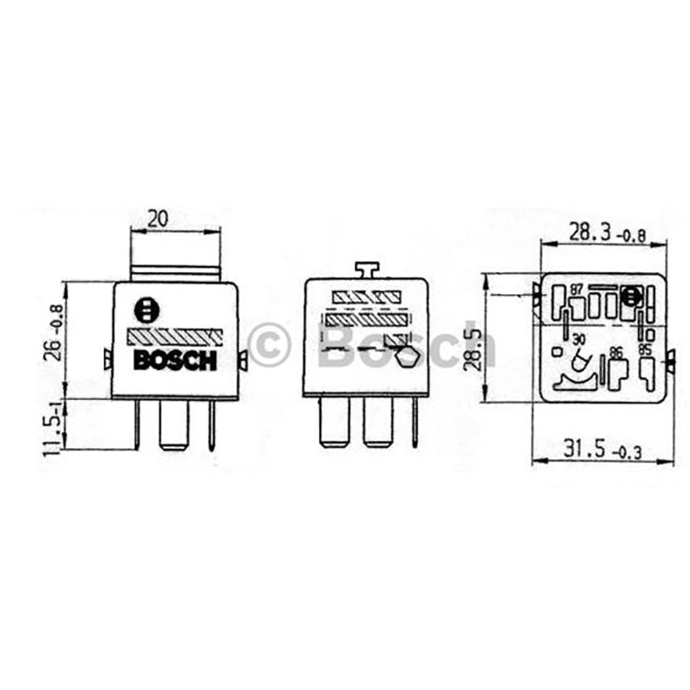 BOSCH 0332019456 Normal Open Mini Relay, Resistor, 4 Pins, 12 V, 30 A (SUPERSEDED TO 0986332211)